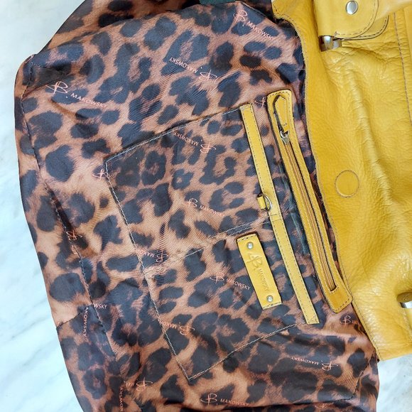 B. Markowsky Women's Mustard Yellow Leather Satchel - Picture 4 of 14